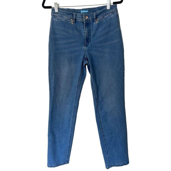 J. McLaughlin Womens Straight Leg Jeans Size 6 Stretch Blue Classic Americana - Picture 1 of 11